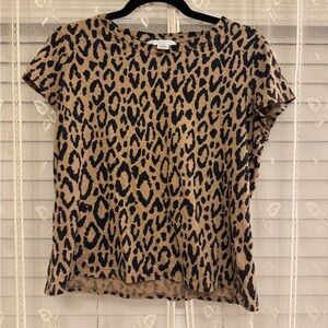 LIZ CLAIBORNE | GENTLY WORN | LEOPARD PRINT SOFT TEE | PETITE LARGE